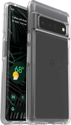 Husa transparenta OtterBox Symmetry pentru Pixel 6 Pro, rezistenta la cadere, protectie subtire, rezista de 3 ori mai multe picaturi decat standardul militar, antimicrobian, transparent