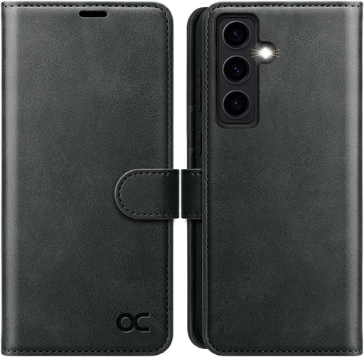 Husă pentru telefon OCASE pentru Samsung Galaxy S24 5G Husă din piele premium, pliabilă, magnetică, rezistentă la șocuri [Funcție de suport] [Sloturi pentru card] Husă de protecție pentru husă Samsung S24, grafit