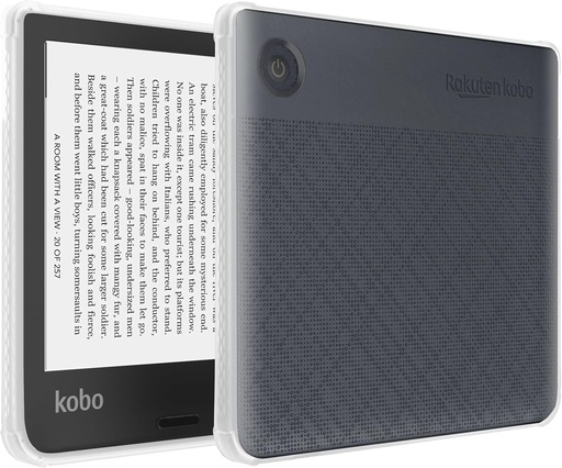 Husa TUDIA SKN pentru Husa Kobo Libra 2 7" [Colturi intarite] Gel siliconic subtire, anti-ingalbenire, rezistenta la socuri, spate transparent, usoara, mata, maner lateral, bara de protectie TPU pentru eReader - transparenta