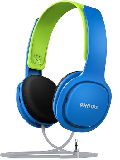 Casti pentru copii SHK2000BL/00 Philips, lumini LED colorate, limita de volum 85 dB, izolare zgomota, cu perne moi pentru urechi, banda ergonomica (albastru)