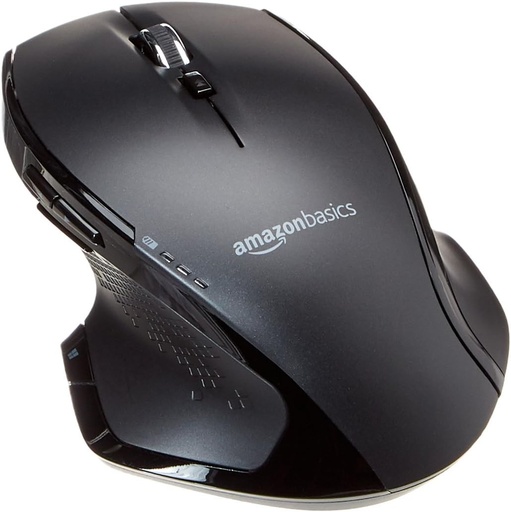 Mouse ergonomic USB fara fir de dimensiune completa Amazon Basics cu derulare rapida, negru