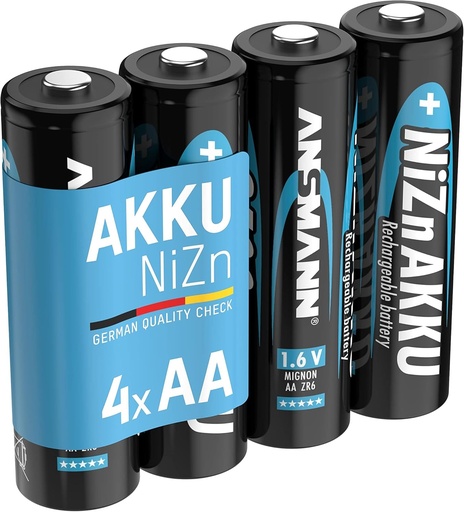 Baterie reincarcabila ANSMANN Mignon AA LR06 2500mWh 1500mAh 1.6V NiZn, 4 buc, reincarcabila, ideala pentru camera, controler, camera foto, baterie de rezerva