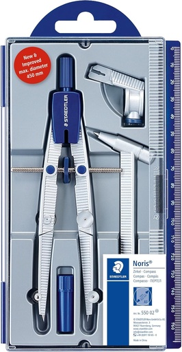 Busola Staedtler pentru scoala elementara si liceala, include trusa de creion, accesorii si tub de plumb busola, ideal pentru papetarie si articole de papetarie scolare - rechizite si articole scolare