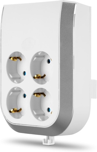 Bandă de alimentare cu 4 căi REV, montată pe perete, 230 VCA, 50 Hz, 16 A, 3500 W, alb (pentru utilizarea numai cu suport fix de perete)