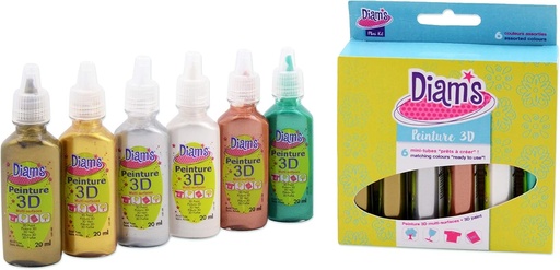 Diam's 3D-Farben, klein, 6 Stuck Metallic culori