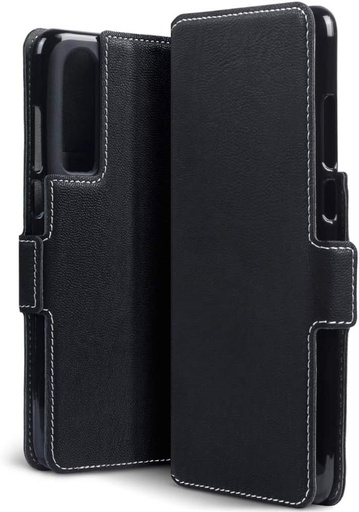 Husa TERRAPIN Huawei P30 Lite, husa din piele ultrasubtire cu functie de suport pentru husa Huawei P30 Lite - neagra