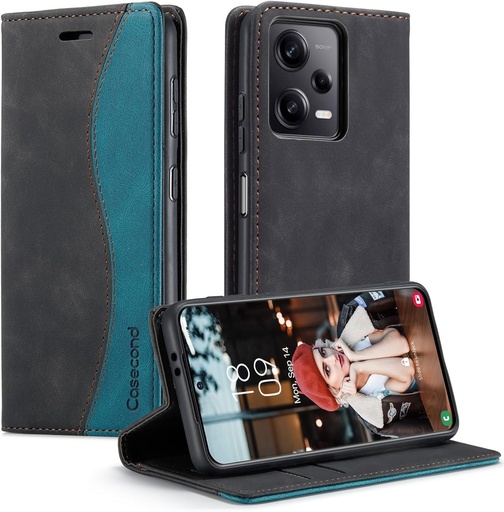 Casecond pentru Xiaomi Redmi Note 12 Pro 5G Husa din piele Husa cu clapeta magnetica, pliabila, magnetica, cu slot pentru carduri Husa pliabila, portofel, din piele, pentru barbati, femei, husa de protectie RFID, neagra si verdeata