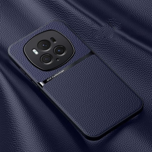 Husa COMAKU pentru Honor Magic 6 Pro, ultra-subtire PU + TPU Husa anti-alunecare pentru bara de protectie texturata anti-soc - Albastru inchis