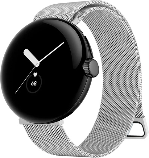 Curea de ceas Tobfit pentru Google Pixel Curea Google Pixel Watch 2 pentru barbati si femei, curele de schimb metalice din otel inoxidabil plasa magnetica compatibile cu Google Pixel Watch 2/Watch 1 (argintiu)