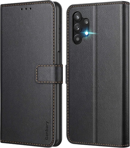 Husa Ganbary pentru Samsung Galaxy A32 4G (NU pentru A32 5G), Husa portofel din piele PU premium de protectie 360 ​​pentru Samsung Galaxy A32 4G, [Suport] [Sloturi pentru card] - Negru