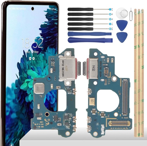 Port de incarcare YHX-OU de 6,5 inchi pentru Samsung Galaxy S20 FE 5G SM-G781B SM-G781V Conector de andocare Port incarcator Port de incarcare Microfon Mufa audio Cablu flexibil + instrument de instalare