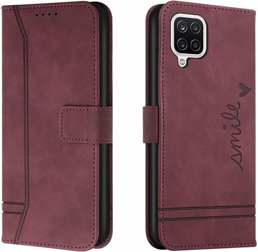 Husa Trugox pentru telefon mobil pentru Samsung Galaxy A22 4G / M32 / M22 Husa pliabila Husa pliabila cu slot pentru card Husa pentru telefon mobil Husa de protectie pentru telefon mobil Husa portofel din piele Husa subtire pentru carti - Rosu Bordeaux