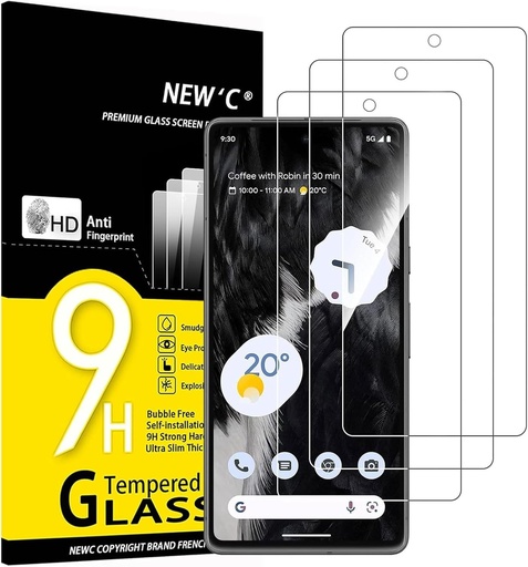 NEW'C Pachet de 3, Sticla securizata pentru Google Pixel 7, Film protector pentru ecran - Anti-zgarieturi - Fara bule - Ultra-rezistent (0,33 mm HD Ultra Transparent) Sticla duritate 9H