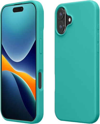 Husa kwmobile compatibila cu iPhone 16 Plus - Husa din silicon pentru telefon - Suprafata moale - Incarcare fara fir - Turcoaz