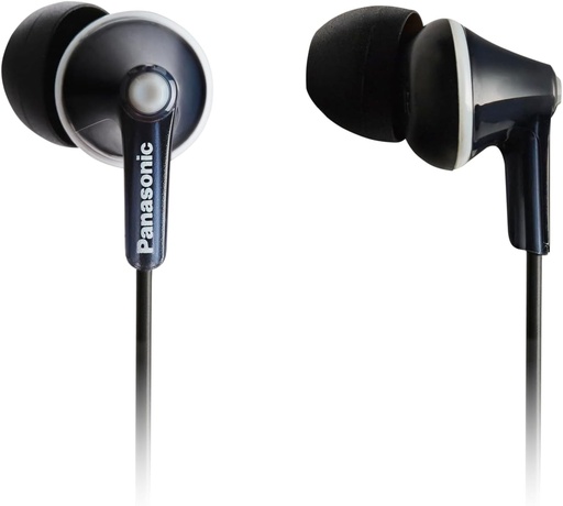Casti intraauriculare Panasonic RP-HJE125E-K Ergofit cu sunet puternic, o potrivire confortabila anti-alunecare si 3 dimensiuni de varfuri, negru