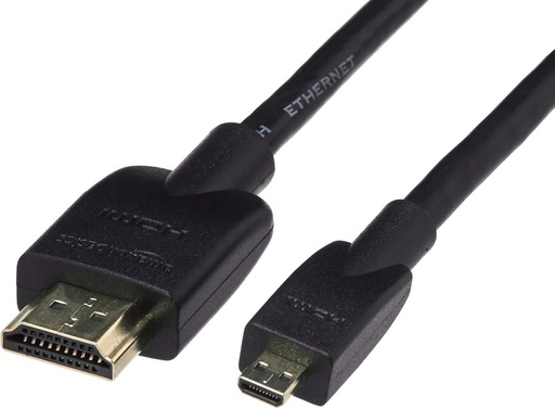 Amazon Basics - Cablu flexibil Micro HDMI la HDMI, 1,8 m, negru