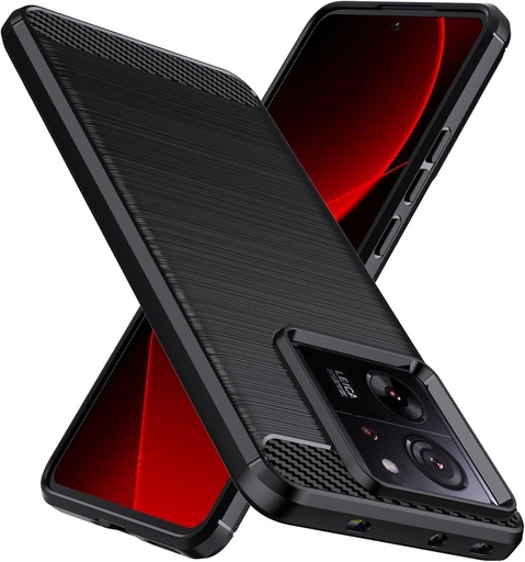Husa Natbok pentru Xiaomi 13T/Xiaomi 13T Pro, husa moale TPU cu absorbtie a socurilor, husa de protectie subtire cu design din fibra de carbon, anti-alunecare, rezistenta la zgarieturi, neagra