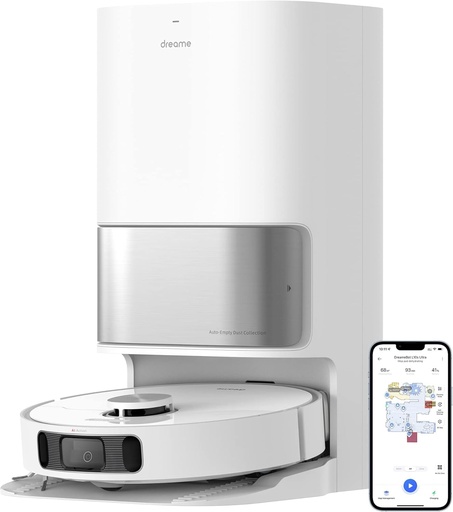 Aspirator robot DREAME L10s Ultra cu functie de mop si automat (golire praf, tampoane de mop cu autocuratare) Detectare obstacole 3D, covoare 5300 Pa par de animale, baterie 210 m, WiFi/APP, alb