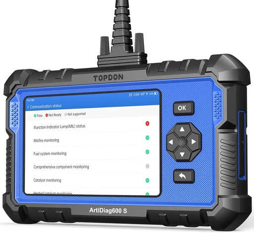 Instrument de diagnosticare a mașinii TOPDON AD600S OBD2, 4 diagnostice de sistem pentru motor și transmisie ABS SRS, 9 funcții de service pentru ulei/BMS/ABS/DPF/TPMS/SAS/resetare frâne/reglare accelerație/codare injector