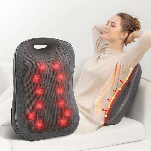 Masaj Shiatsu pentru spate Comfier - Pernă portabilă de masaj cu căldură, pernă de masaj reglabilă pentru frământare pentru scaun, birou, uz casnic, cadou ideal