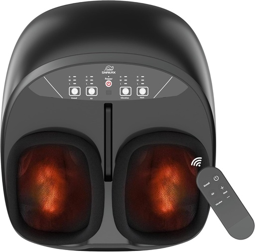 Snailax masaj pentru picioare cu caldura, masaj Shiatsu pentru picioare electric cu framantare compresie role vibratoare, masaj pentru picioare, incalzitor pentru picioare cu telecomanda, cadouri pentru femei/barbati
