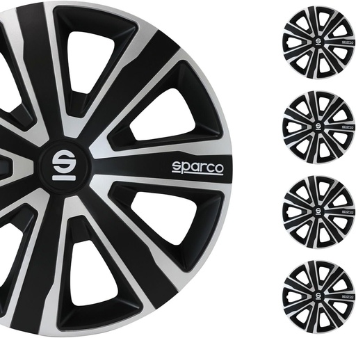 Huse roti Sparco Palermo - 16 inchi - Argintiu/Negru - Set de 4