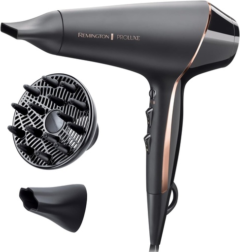 Uscător de păr ionic profesional Remington [2400 W, 150 km/h, 3 accesorii de coafare] Proluxe (tehnologie OPTIheat pentru rezultate de coafare de lungă durată, îngrijire ionică - anti-încreț, motor AC de lungă durată) AC9140B