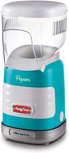 Ariete 2956 Pop Corn Party Time, Mașină de popcorn, face 60 g de porumb în 2 minute cu aer cald, fără grăsimi, 1000 wați, albastru