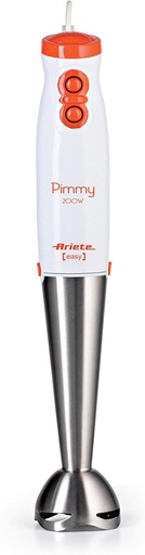 Ariete 881 Pimmy 200 - Blender de mână - Ax detașabil și lame din oțel inoxidabil - 2 viteze - 200 wați - alb și portocaliu