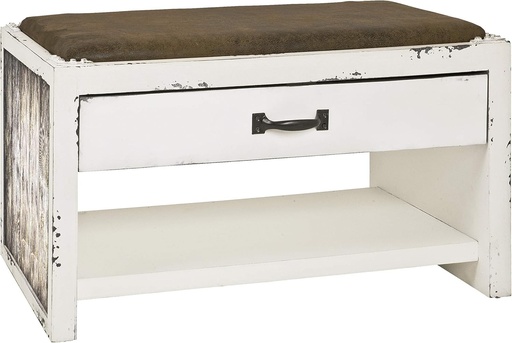 Mobilier HAKU Mobilier Banc Pantofi, Vintage, MDF, Tesatura Textila - Dimensiuni: L 72 cm x H 43 cm x D 40 cm, Stil: Industrial