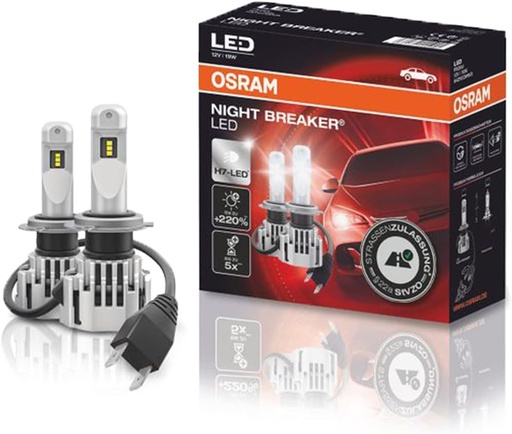 OSRAM NIGHT BREAKER H7-LED; cu până la 220% mai multă luminozitate, primul LED legal H7 faza scurtă cu omologare rutieră în Germania și Austria