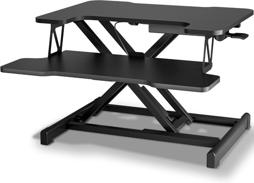 Convertor BONTEC pentru birou in picioare, inaltime pentru birou in picioare de 55 cm, birou reglabil pe inaltime cu tava adanca pentru tastatura, birou pentru laptop, monitor de pana la 15 kg
