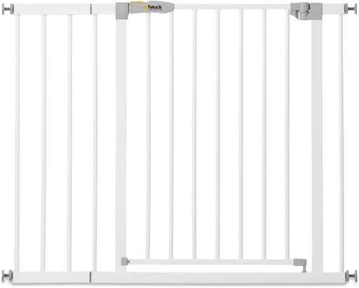 Hauck Open N Stop KD poarta scara/poarta usa cu extensie de 21 cm pentru latimi 96 - 101 cm, fara gaurire, 0-24 luni, deschidere cu o singura mana, pivotanti pe ambele parti, metal (alb)
