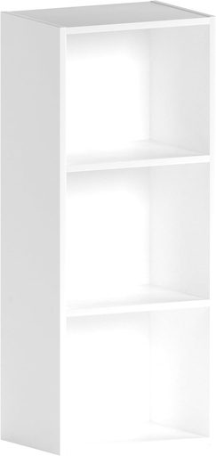 Vida Designs Biblioteca cub cu 3 niveluri Oxford, alb, rafturi din lemn pentru birou, mobilier de sufragerie