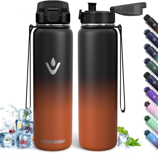 Sticla de baut din otel inoxidabil, 500 ml fara BPA, sticla de baut pentru copii, etansa, termos, izolatie cu pereti dubli, termos, otel inoxidabil 18/8, termos pentru drumetii, alergare, scoala, fitness
