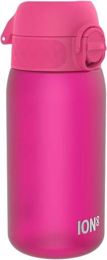 Sticla de bautura pentru copii Ion8, 350 ml, etansa, deschidere cu o singura mana, blocare sigura, se poate spala in masina de spalat vase, fara BPA, maner de transport, capac rabatabil, usor de curatat, climat neutru, roz