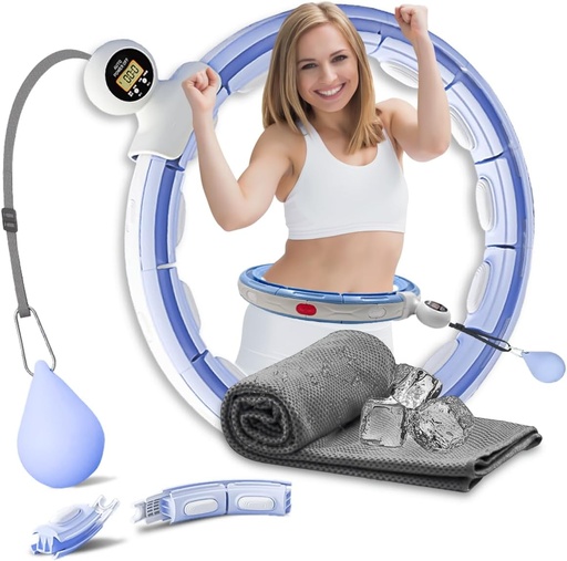 Cerc de fitness K-MART, Hula Hoop inteligent pentru adulți, Hula Hoop cu minge de greutate, contor și 16 noduri, Inel inteligent perfect Hula Hoop pentru pierderea în greutate, întărirea miezului și tonifiere