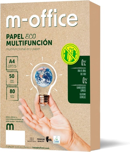 Hartie reciclata, DIN A4, 80 g, hartie pentru copiator si imprimanta, 1 pachet de 50 coli A4, hartie 100% reciclata, m-office (50 coli)