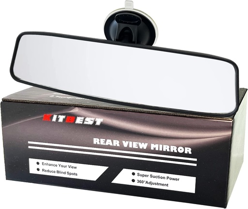 KITBEST Oglinda retrovizoare auto, oglinda retrovizoare universala cu ventuza Oglinda interioara auto 240 x 64 mm