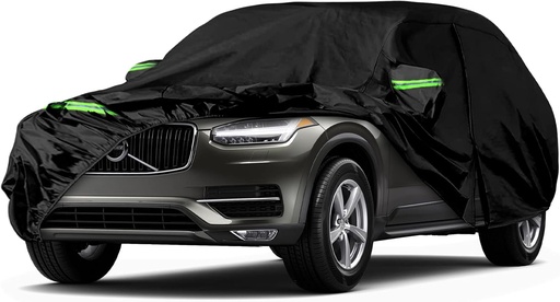 Husă mașină de exterior compatibilă cu Volvo XC90 2002-2024, husă mașină impermeabilă, respirabilă, protecție UV, zăpadă, ploaie, praf cu fermoar și benzi de vânt