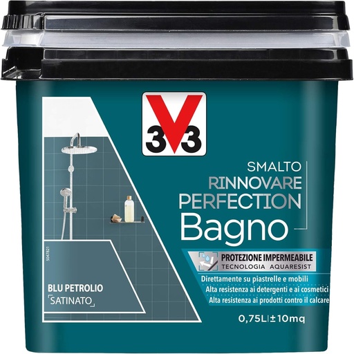 V33 Perfection Baie Enamel Renewal Satin Petrol Blue 0,75 L