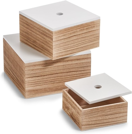 ZELLER PREZENT LIVE FRUMOS. TRAITI PRACTIC. x Portasapone Nova, Lemn, Alb/Natural, 24 x 24 x 14 cm, 3 unitati