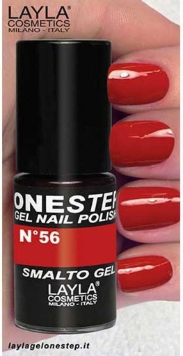 Lac de gel semipermanent LAYLA ONE STEP 3-in-1 Aplicare rapida si usoara Dureaza 3 saptamani Pigmentare ridicata fara strat de dispersie 5ML Layla Cosmetics N.56 GRAN CANAL (Rosu)