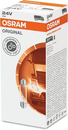 Plafoniera originala Osram 6424, iluminare placuta de inmatriculare, Sv8.5-8, vehicule grele, 24 V, 5 W, pachet de 10
