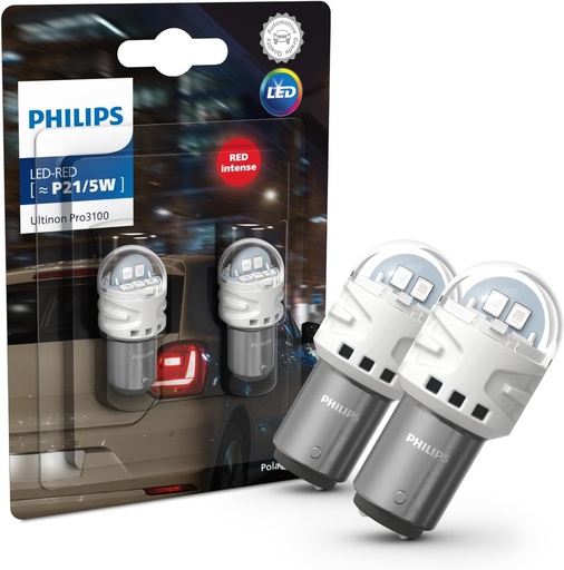 Bec Philips Ultinon Pro3100 LED pentru semnalizare auto (P21/5W roșu)