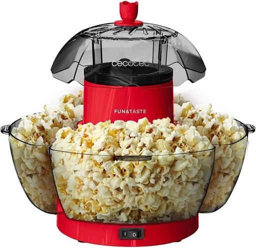 Cecotec Fun&Taste P'Corn Lotus Mașină electrică pentru floricele de porumb. Mașină de făcut popcorn de 1200 W, gata în 2 minute, include 4 recipiente detașabile, capacitate totală de 4,5 l