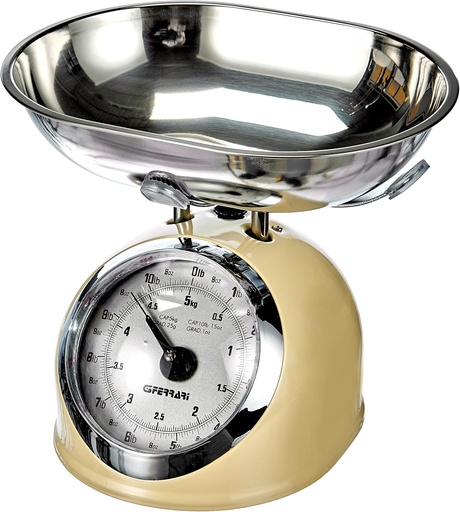 Cantar mecanic de bucatarie G3 Ferrari G20003 "Aska", 25 g / 5 kg, metal, crem