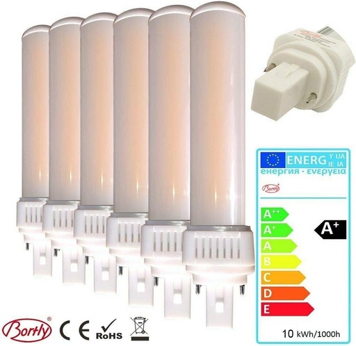 Pachet de 6 becuri LED G24d PL C pin2 PL-C 10W 4000k Universal G24d 2pin inlocuieste Osram G24d-2 DULUX inlocuieste Osram G24d-2 DULUX inlocuieste Philips MASTER PL-C 2Pin G24d...