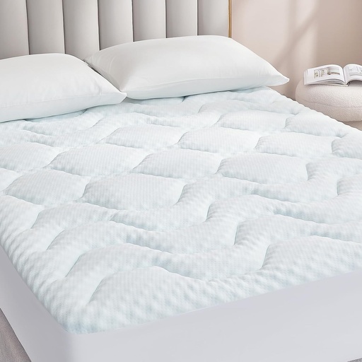 EHEYCIGA Topper 140x200, Topper pentru saltea din spuma cu memorie respirabila cu buzunar extra adanc, alb
