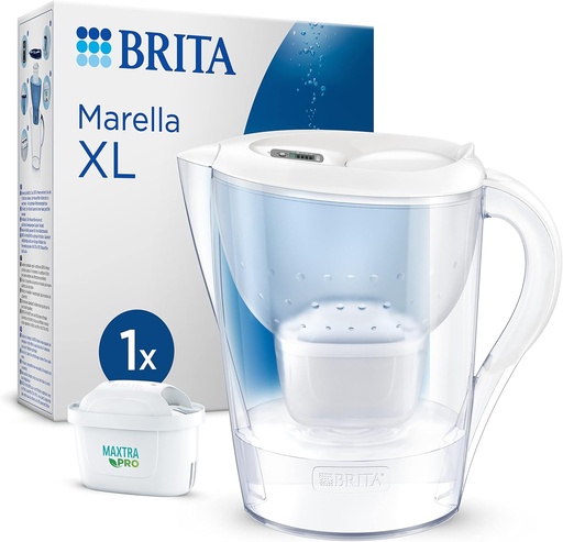 BRITA Marella XL ulcior cu filtru de apă (3,5 L) incl. 1 x filtru BRITA MAXTRA PRO All-in-1 care reduce clorul, calcarul, PFAS și metalele - Eleganță și funcționalitate